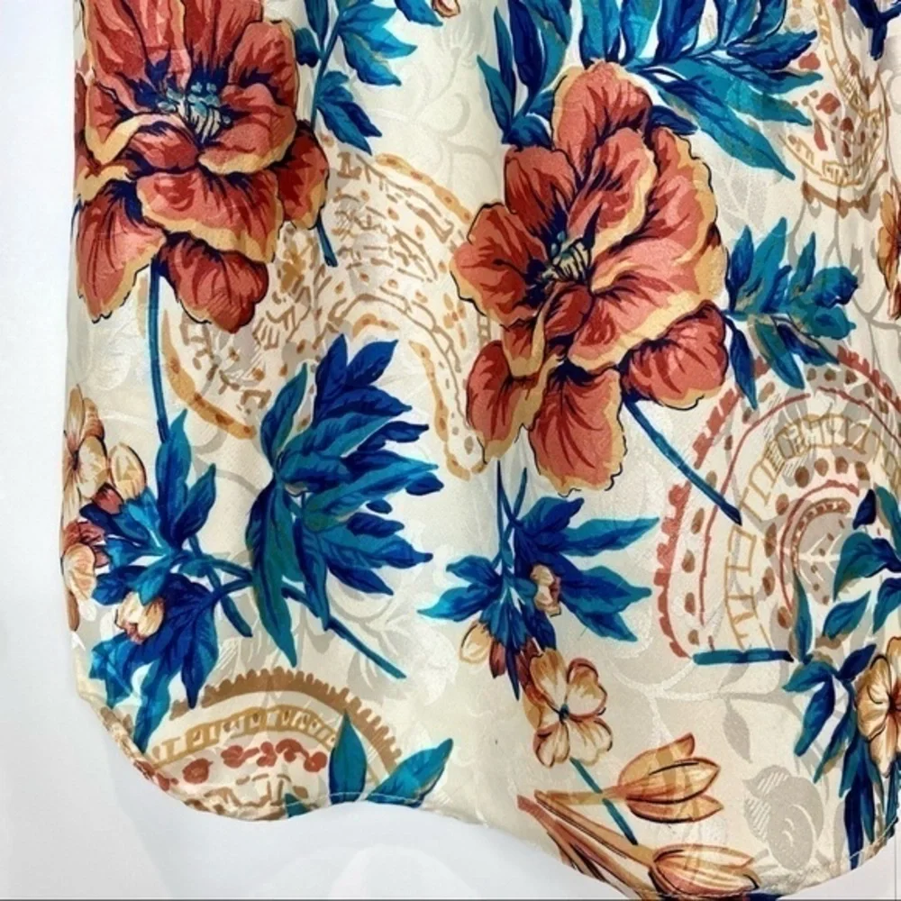 Vintage Kathryn 1990s Floral Elegant Ornate Silky Satin Mini Slip Dress Nightie